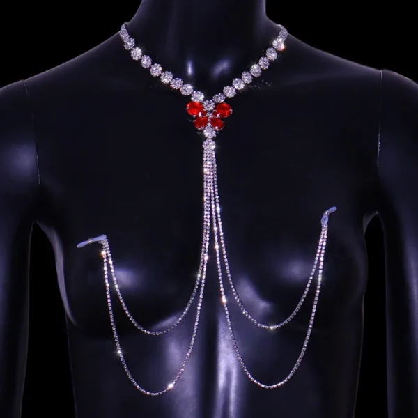 Rhinestone Nipple Chain Non-Pierced Crystal Body Jewelry for Women - Image 7