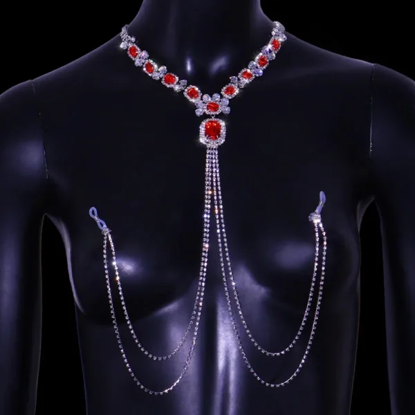 Rhinestone Nipple Chain Non-Pierced Crystal Body Jewelry for Women - Image 9