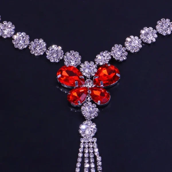 Rhinestone Red Nipple Chain Body Jewelry – Luxury Crystal Non-Pierced Lingerie Bra Necklace - Image 3