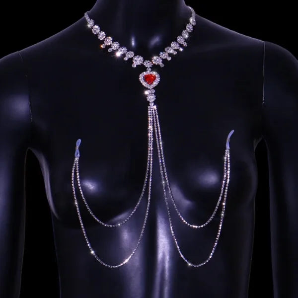 Rhinestone Nipple Chain Non-Pierced Crystal Body Jewelry for Women - Image 11