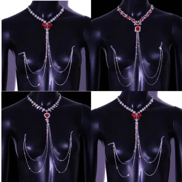 Rhinestone Nipple Chain Non-Pierced Crystal Body Jewelry for Women