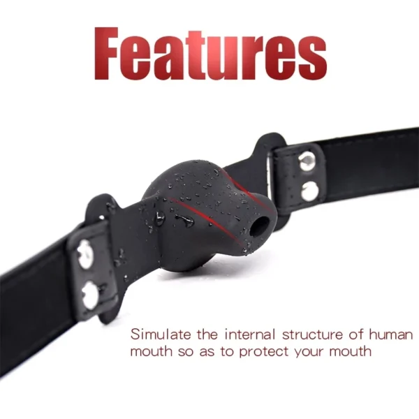 Silicone Ball Gag with PU Strap - Oral Fixation BDSM Bondage Face Mask for Adults - Image 2