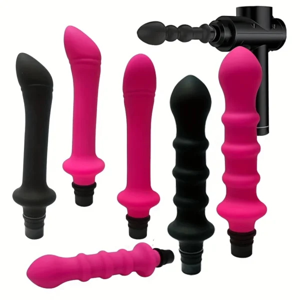 Set of 2 Threaded Silicone Fascia Gun Massage Head With 3 Sizes Of Connectors, 12-13mm/15-16mm/18-19mm, Fascia Gun Massage dildo