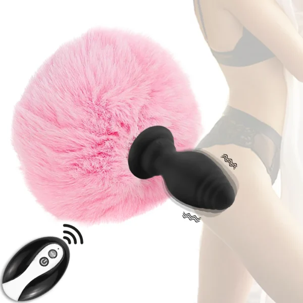 Vibration Cute Rabbit Tail Anal Plug Fluffy Plush Sexy Bunny Girl Cosplay Erotic Sexy Toy For Woman Men Couples Butt Plug Tail