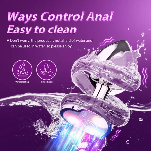 Vibrating Remote Heart-Shaped App Control Man and Woman Metal Anal Plug Adult Luminous Electric Anal Dildo Couple Intimate Toys - Image 2