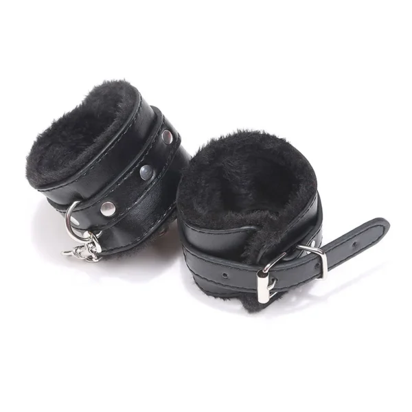 UYEE 1 Pair Sexy Hand Wrap PU Leather Plush Handcuff Ankle Cuff Bracelet Bondage Lingerie Cosplay Accessories Couples Games - Image 6