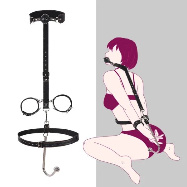 Runyu BDSM Anal Hook Set – Bondage Harness, Handcuffs, Gag and Accessories