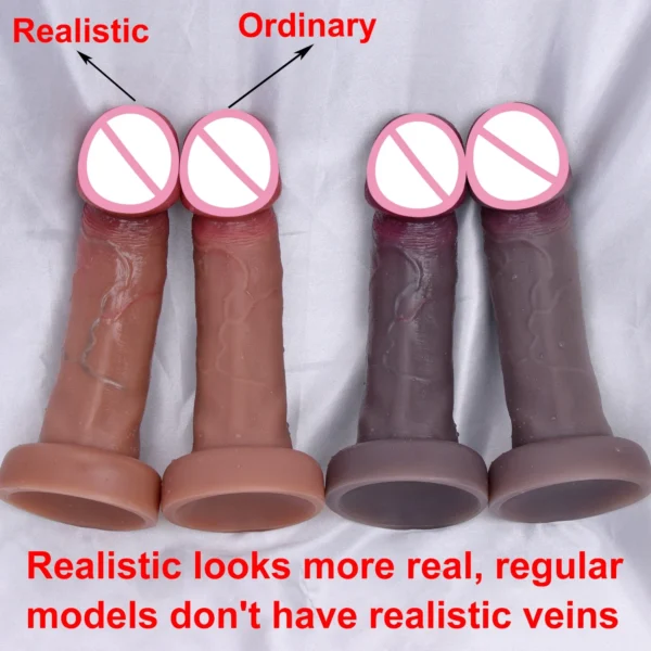 Soft Flesh Real Veins Dildo Anal Plug Erotic Toy for Women Medical Silicone Gay Vaginal Masturbators Penis Big Suction Cup Dick - Image 4