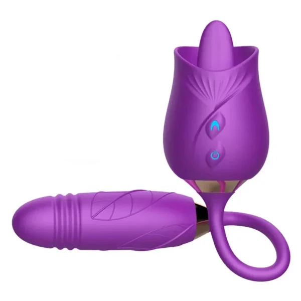 Rose Toy Vibrator For Women 3 In 1 Clitoral Stimulator Tongue Licking Thrusting G Spot Dildo Vibrator With 10 Modes Vaginal Anal - Image 8