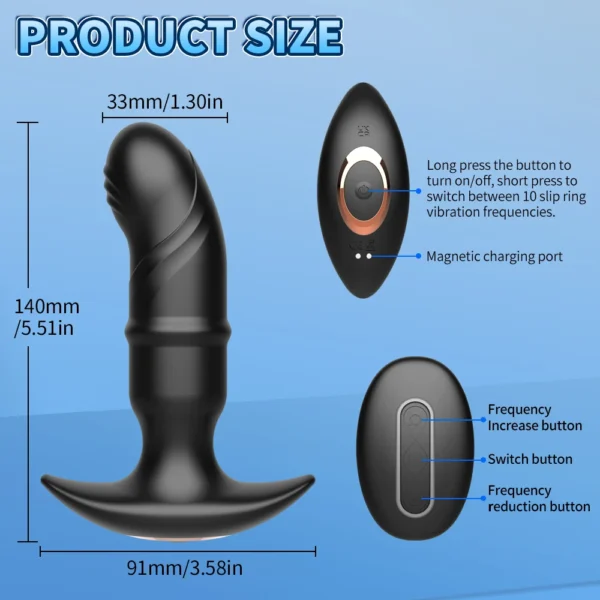 Wireless Remote Control Slide Butt Plug Vibrator for Men Anal Vibration Plug Prostate Stimulation Massager Dildo Sex Toy for Men - Image 6