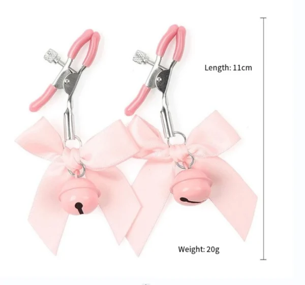 Cute Pink Bow Bell Nipple Clip Women's Bondage SM Adult Alternative Toy Nipple Clip Comfort  Papilla Hot Stage Roleplay Device - Image 3