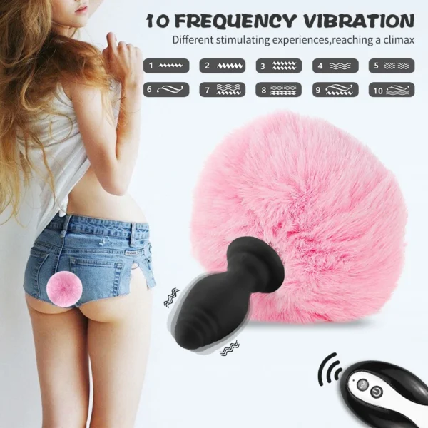 Vibration Cute Rabbit Tail Anal Plug Fluffy Plush Sexy Bunny Girl Cosplay Erotic Sexy Toy For Woman Men Couples Butt Plug Tail - Image 2