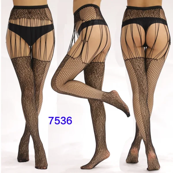 Black Lace Fishnet Stockings – Transparent Hollow Out Pantyhose - Image 27