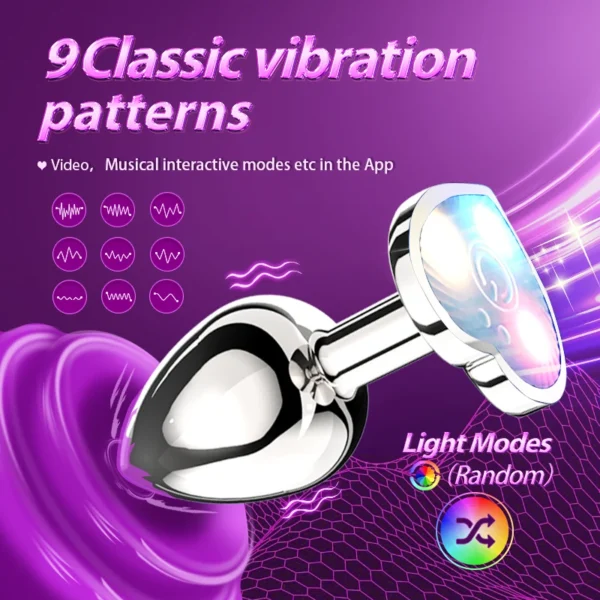 Vibrating Remote Heart-Shaped App Control Man and Woman Metal Anal Plug Adult Luminous Electric Anal Dildo Couple Intimate Toys - Image 5