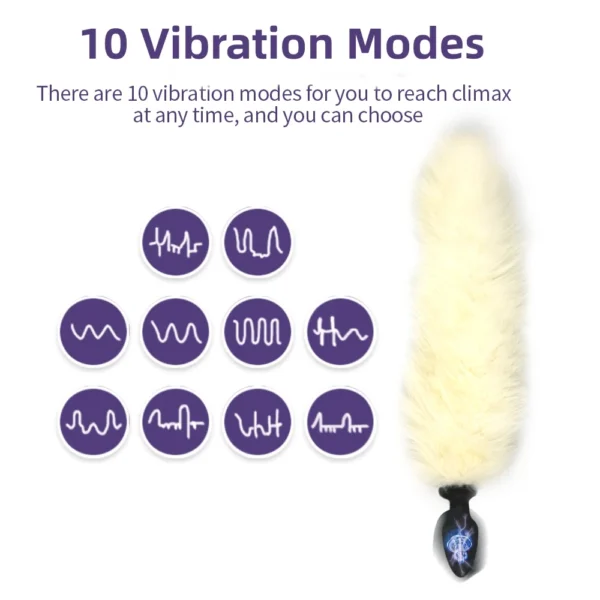 Multi-Color Optional Artificial Tail Vibrator Butt Plug - Remote Control Anal Penetration Toy for Unisex Adults by Joinjjtoy - Image 3