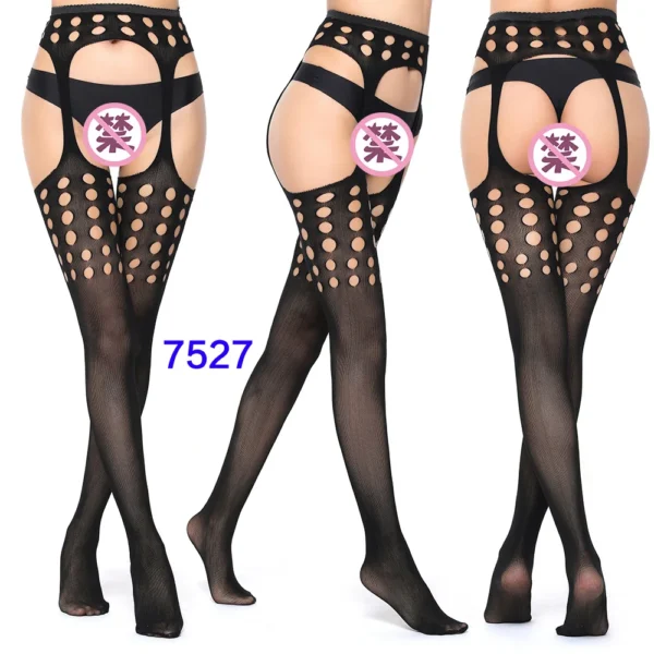 Black Lace Fishnet Stockings – Transparent Hollow Out Pantyhose - Image 18