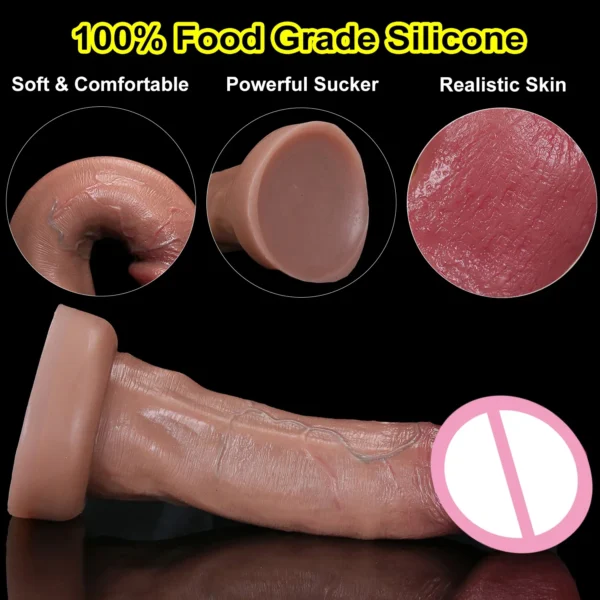 Soft Flesh Real Veins Dildo Anal Plug Erotic Toy for Women Medical Silicone Gay Vaginal Masturbators Penis Big Suction Cup Dick - Image 3