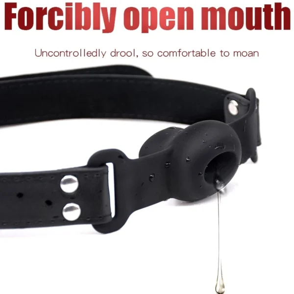 Silicone Ball Gag with PU Strap - Oral Fixation BDSM Bondage Face Mask for Adults - Image 3